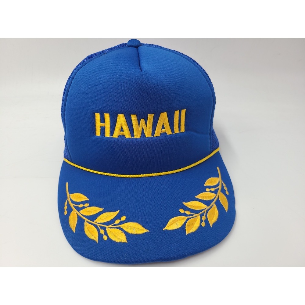 Vintage Hawaii Scrambled Eggs Gold Leaves Hawaiian Headwear Mesh Trucker Hat Cap